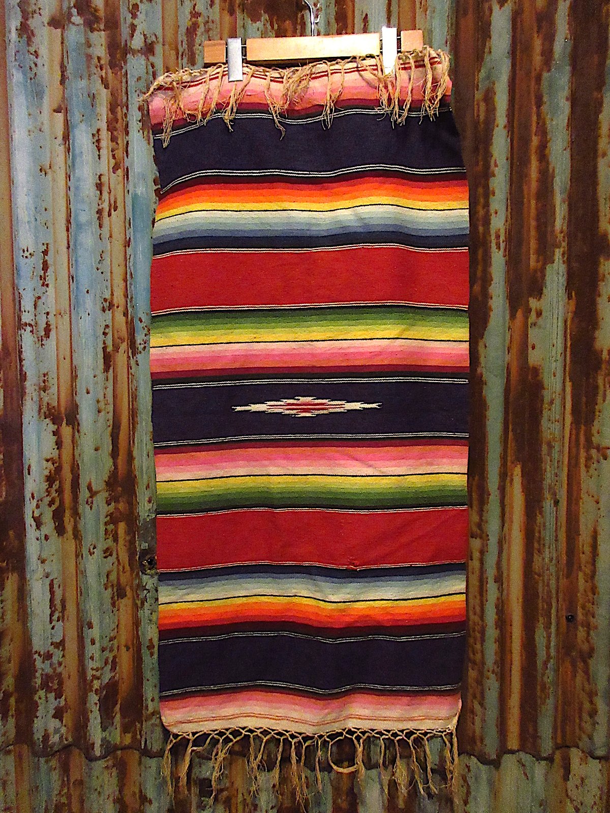 vintage rug★ビンテージ★メキシカンラグ★usa仕入れ★ ビンテージ40's50's○メキシカンラグ約94.5cm × 約46cm○260317d5-r