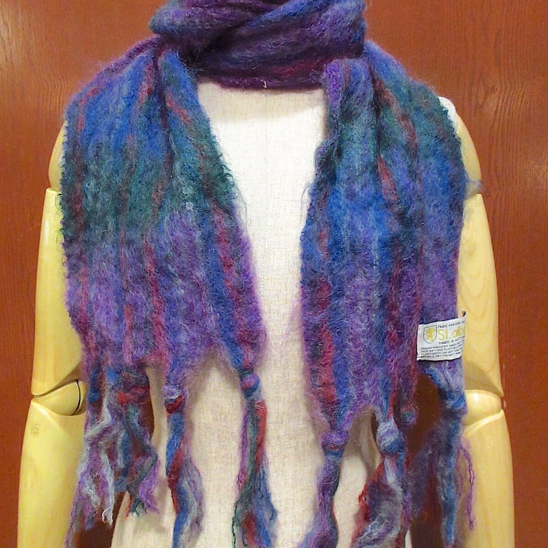 ビンテージ○St. albansチェックモヘアマフラー○221209r8-mfl ビンテージ○St. albansチェックモヘアマフラー○221209r8-mfl