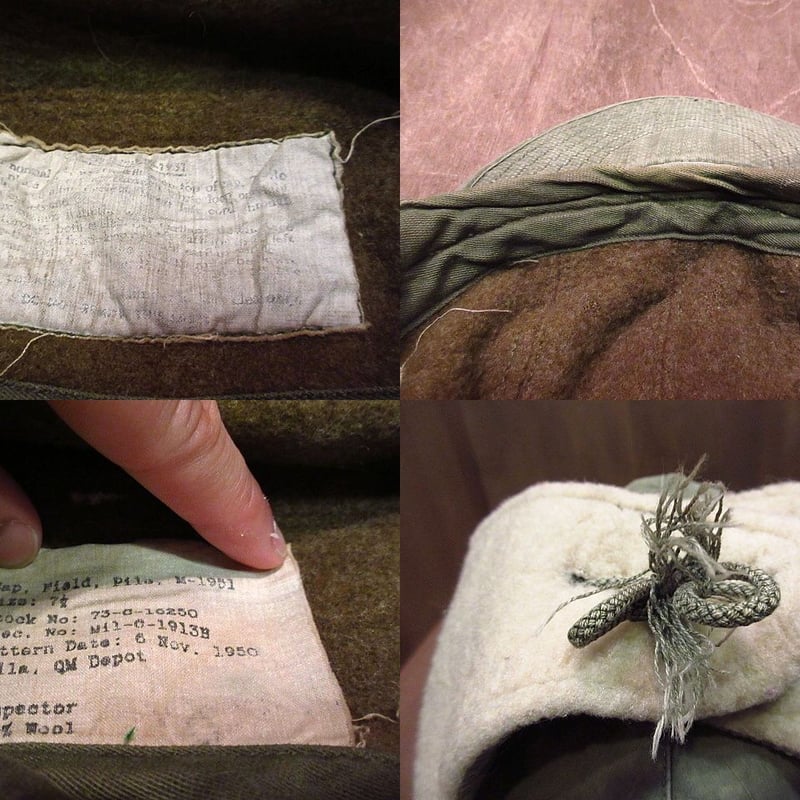 ビンテージ50's○U.S.ARMY M-1951パイルフィールドキャップ7 1/2