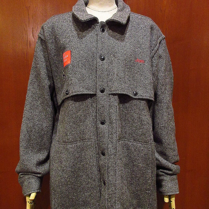 FILSON JAS DESIGN BUILDワッペン付きウールケープコートグレー