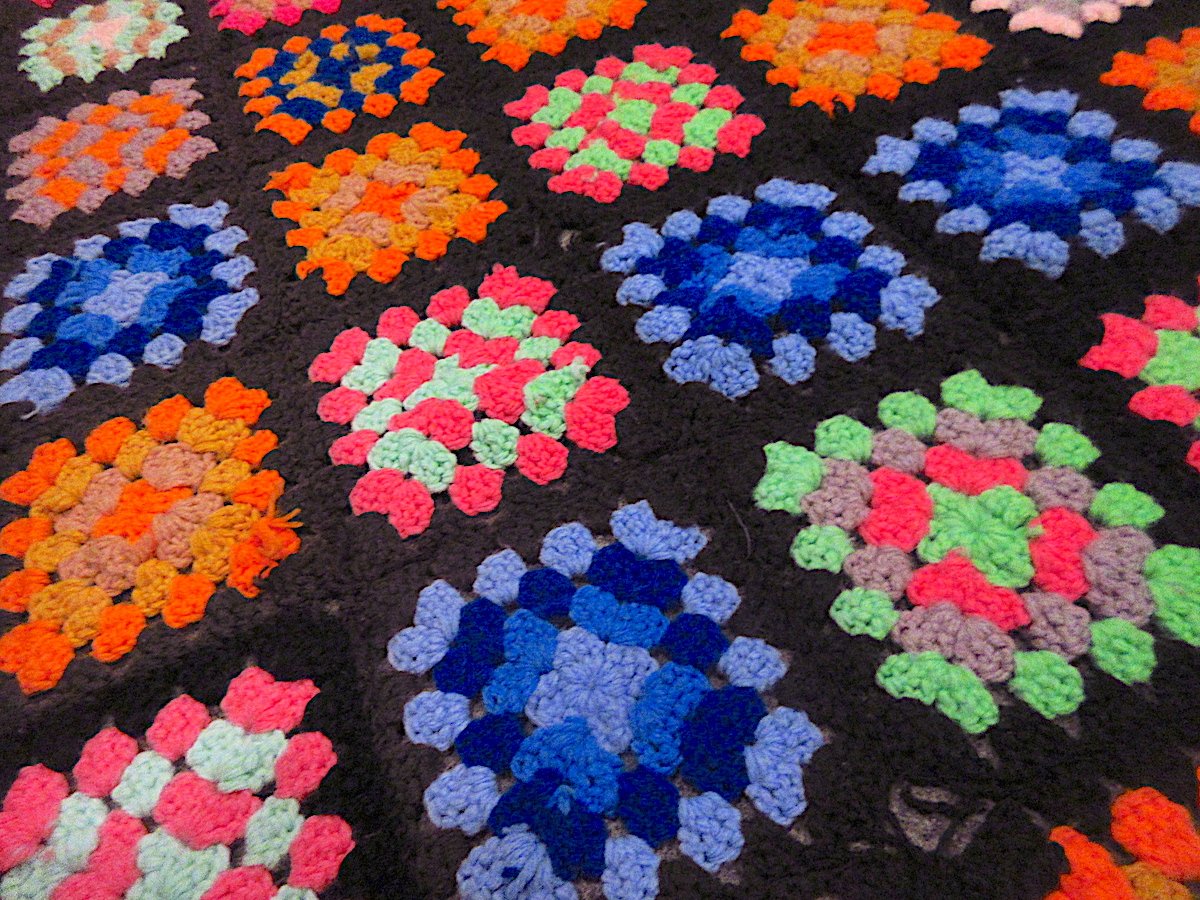 ビンテージ○かぎ針編みブランケットsize 約195cm × 約110cm○250520m1-