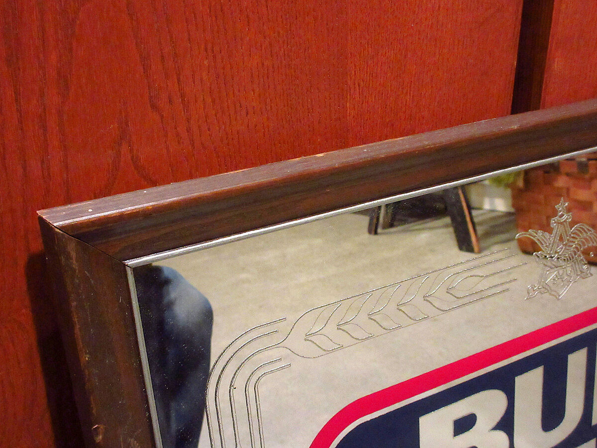 ビンテージ○BUD LIGHT BEER 壁掛けパブミラー○210312s6-sign バドラ