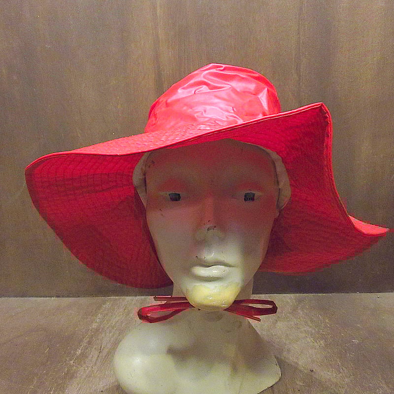 ビンテージ70's○ビニールハット赤size M○240728j6-m-ht-ot古着