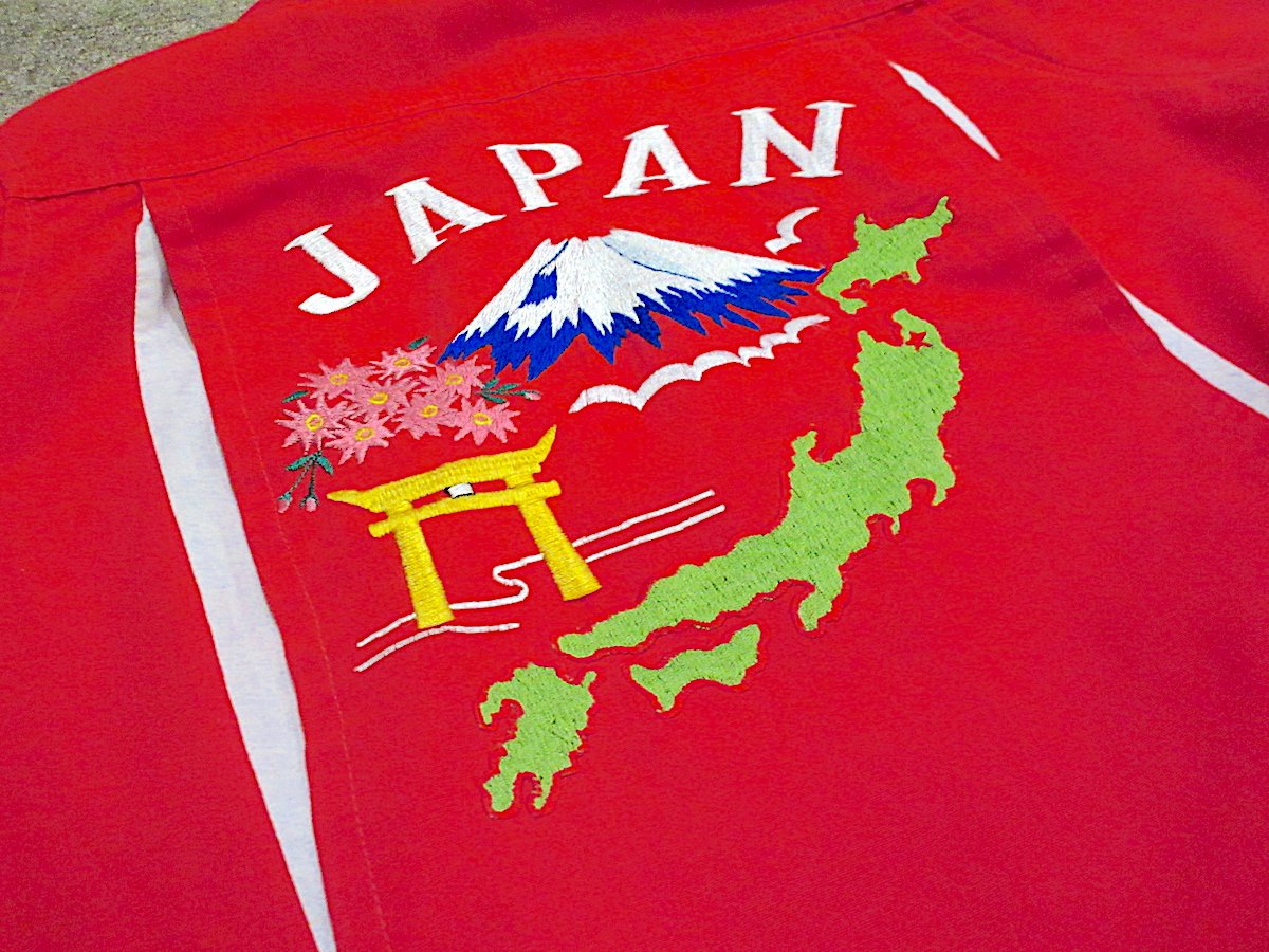 1950's 60's ビンテージ ボーリングシャツ M ボーダー 刺繍なし ビンテージ50's60's○レディースJAPANスーベニアボーリングシャツ