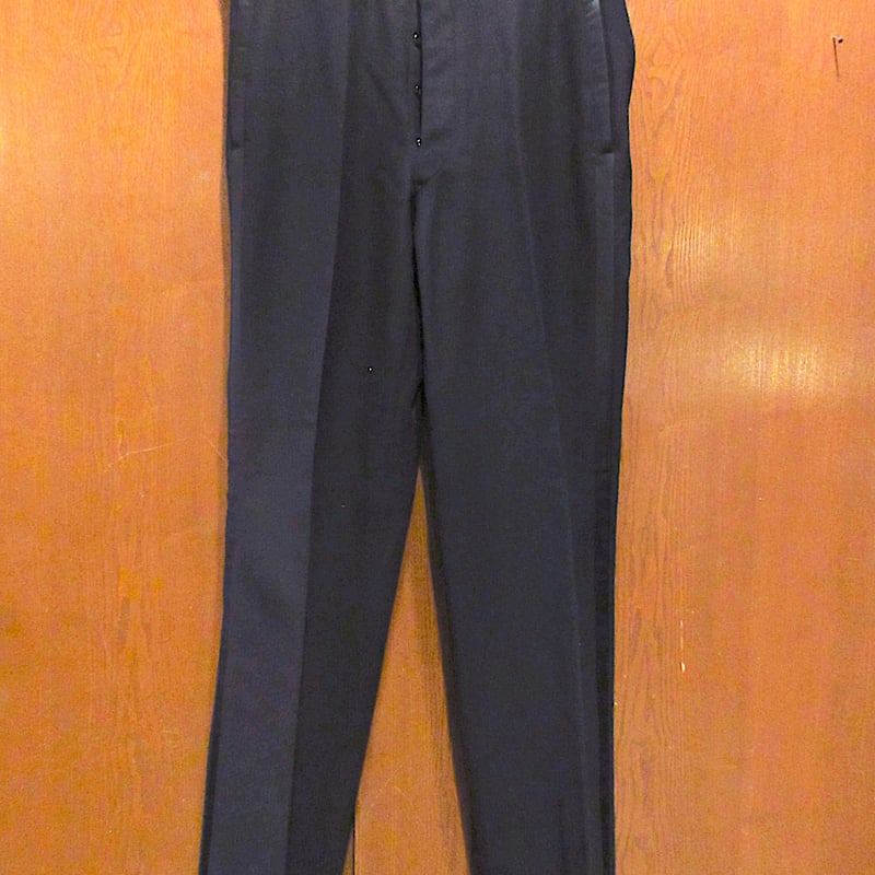 ビンテージ20s30's○サスペンダーボタン付きウールスラックス黒実寸