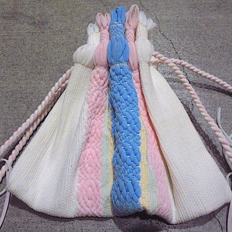 ビンテージ~50's○編み込み巾着バッグ○260306z2-bag-otパステルカラー
