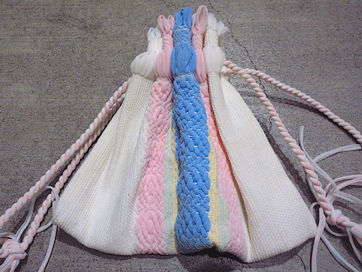ビンテージ~50's○編み込み巾着バッグ○260306z2-bag-otパステルカラー