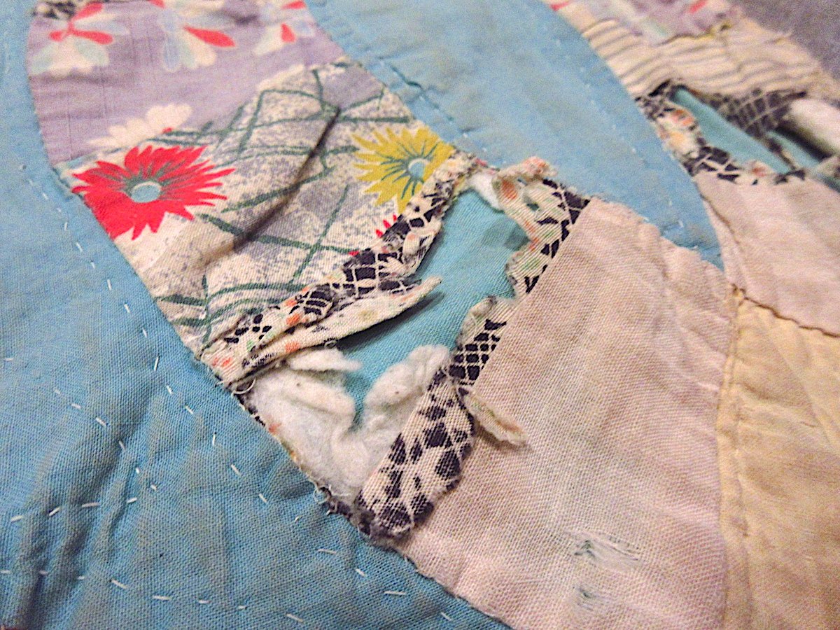 ビンテージ~40's○パッチワークキルトファブリックsize 約235cm × 約