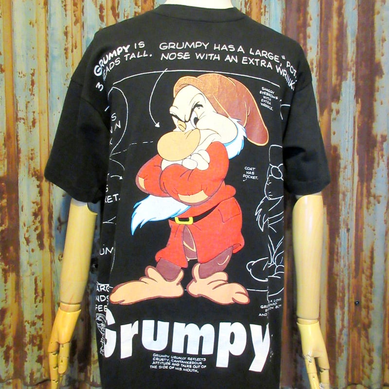 ビンテージ90's○Disney GrumpyプリントTシャツ黒○240409k1-m