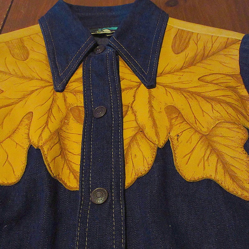 ビンテージ70's○Antonio Guiseppeバンビ刺繍入りデニムジャケットsize