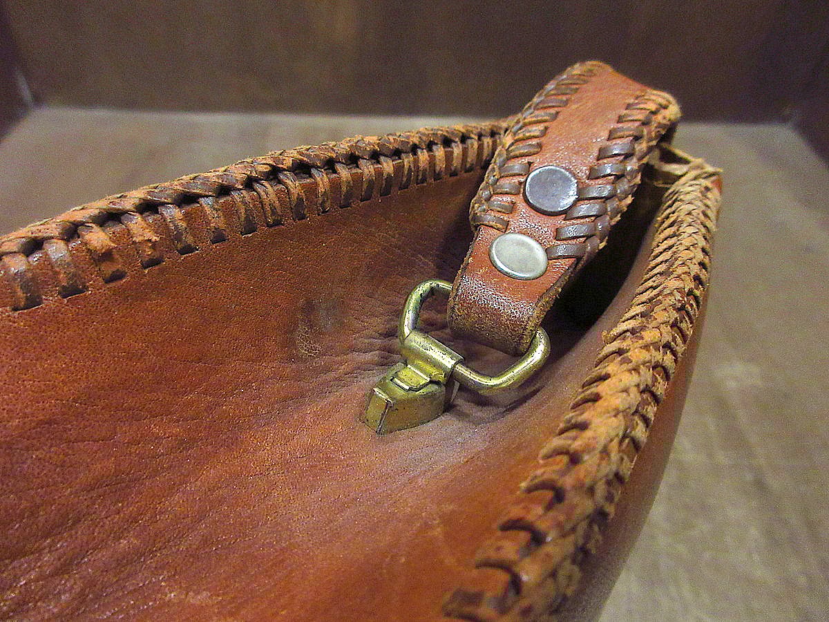 ビンテージ-60's○型押しレザーハンドバッグ茶○240220j6-bag ビンテージ-60's○型押しレザーハンドバッグ茶○240220j6-bag