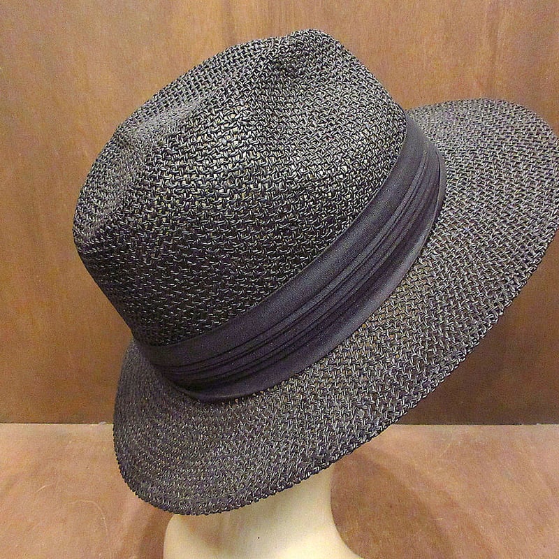 ビンテージハット4個セット（黒・麦わら） ンテージ70's○ストローハット黒○230617j2-m-ht-str麦わら帽子