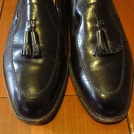 ビンテージ70’s●FLOSHEIM IMPERIALタッセルローファー黒size 9D●250224j3-m-dshs-27cm古着1970sフローシャイム革靴インペリアル