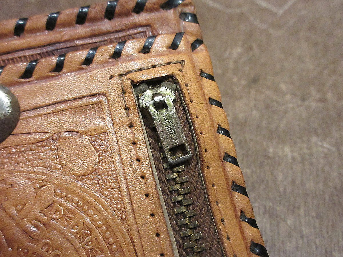 ビンテージ60's70's○MEXICO型押しレザー財布○241006i3-wltメキシコ