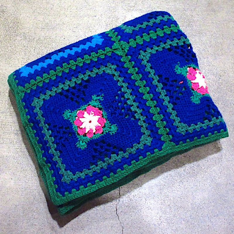 ビンテージ○かぎ針編みブランケットsize 約188cm × 約166cm○260115n1-