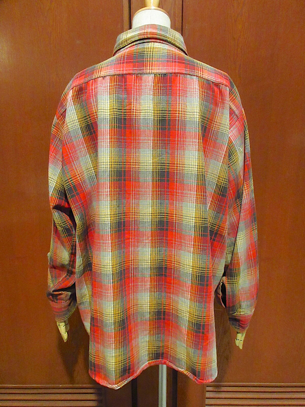 70’s ヴィンテージ　ネルシャツ 古着 70s Sears Perma-Prest ブロック チェック プリント