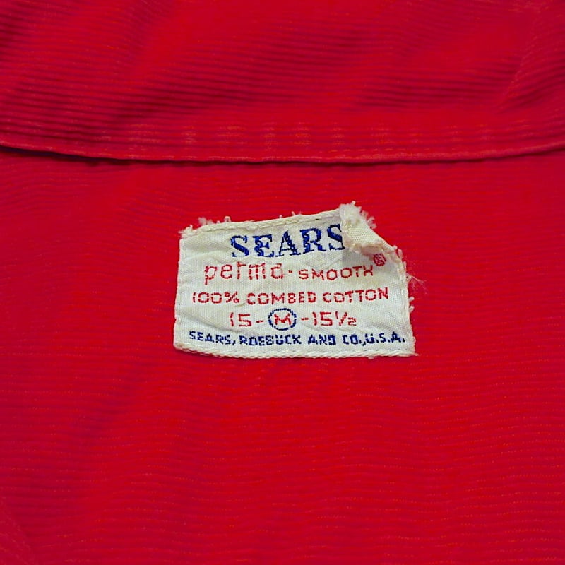 ビンテージ60's○SEARSコーデュロイループカラーシャツ赤size M