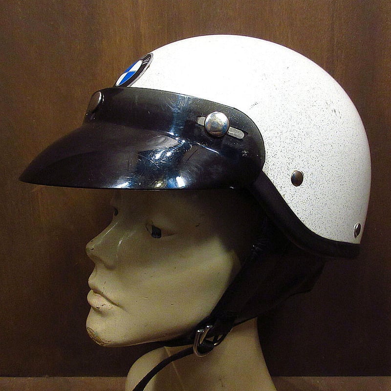 ビンテージ60's70's○BMWバイザー付きハーフヘルメットメタリック