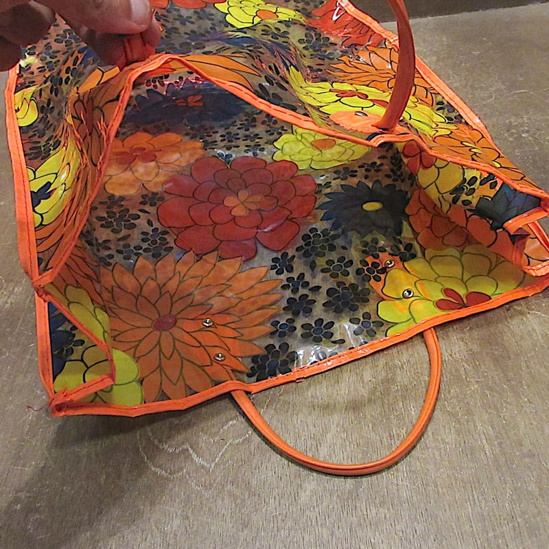 ビンテージ70's○レトロフラワービーチバッグ○250822z6-bag-ot花柄