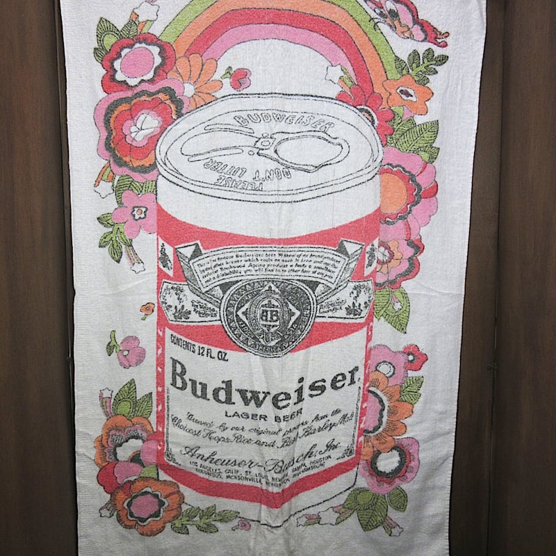 ビンテージ70's○Budweiserプリントビーチタオルsize 約134cm×約90cm○