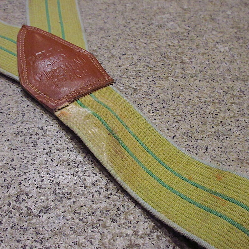 ビンテージ~50's○ボタン留めストライプポリスサスペンダー○220624r9