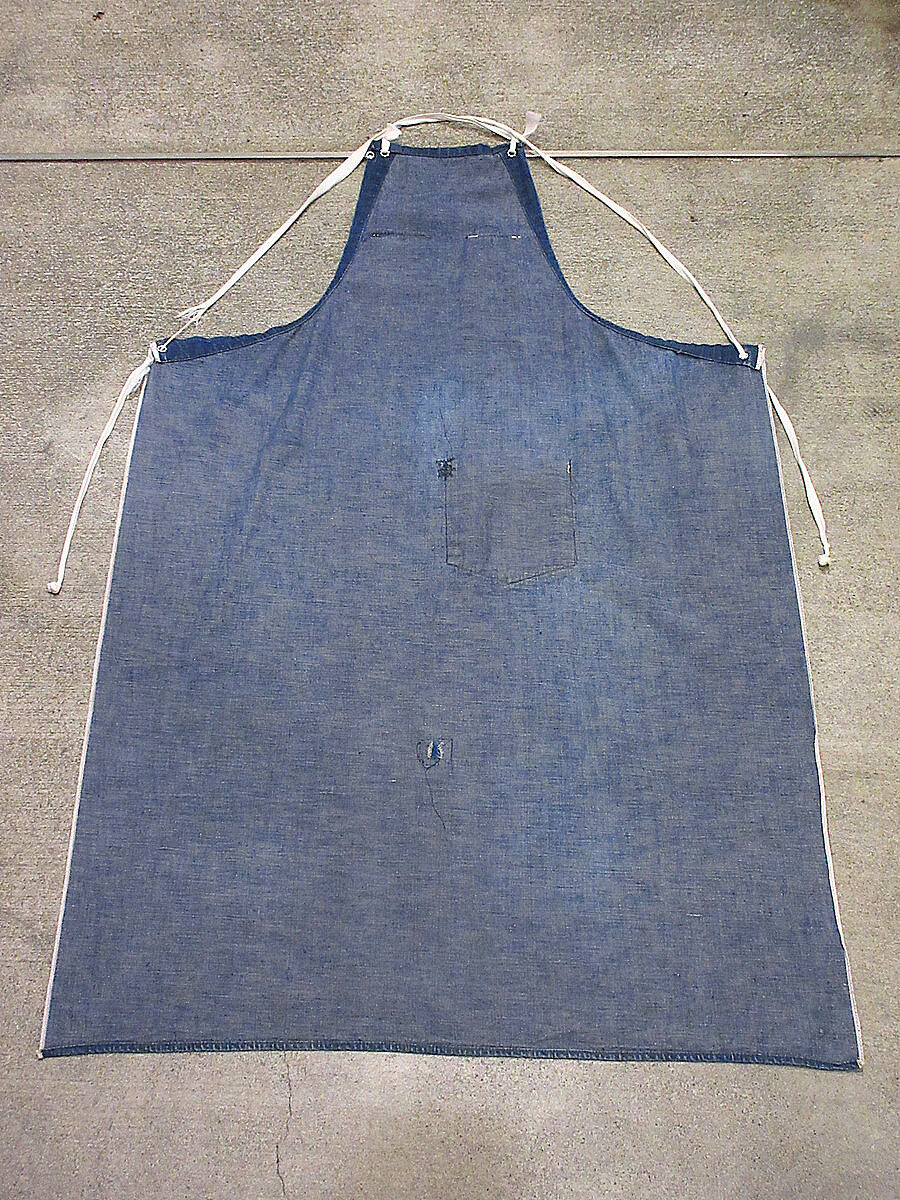 40s ワークエプロン　ビンテージ　染み込みプリント　apron vintage ビンテージ40's50's○耳付きデニムワークエプロン○230713i5-apr古着