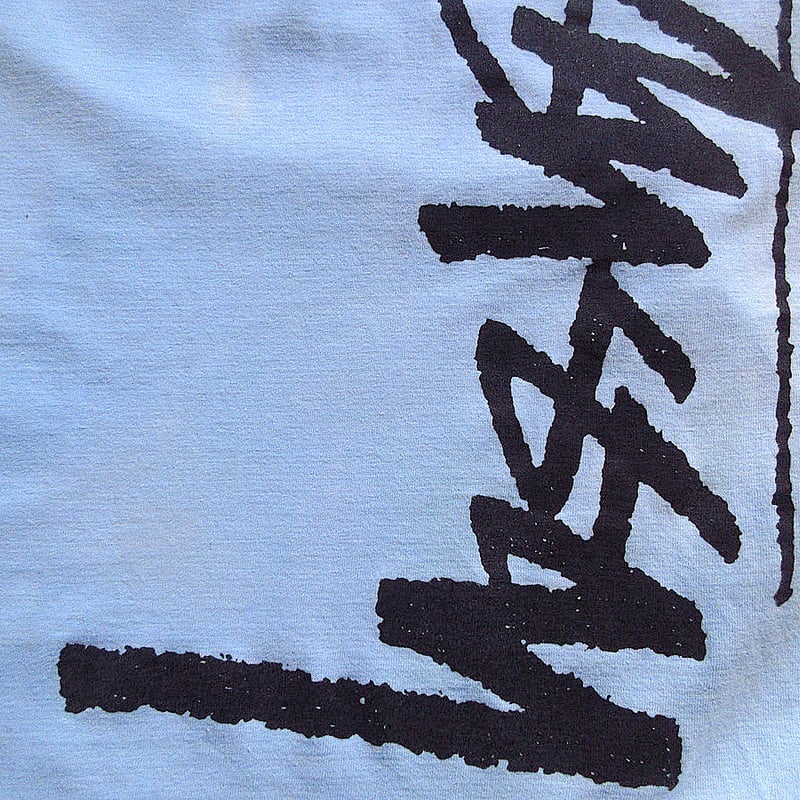 ビンテージ80's○STUSSY黒タグストックプリントTシャツ水色