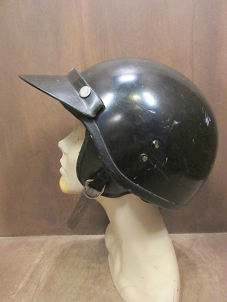 ビンテージ60's○バイザー付きハーフヘルメット黒size L