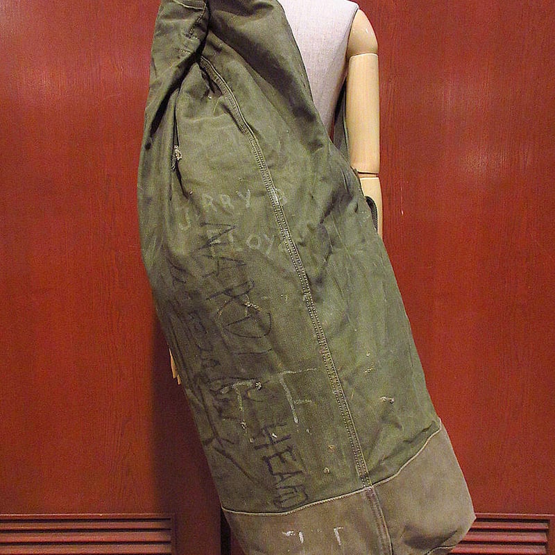 ビンテージ50's○ステンシル入りミリタリーキャンバスダッフルバッグ