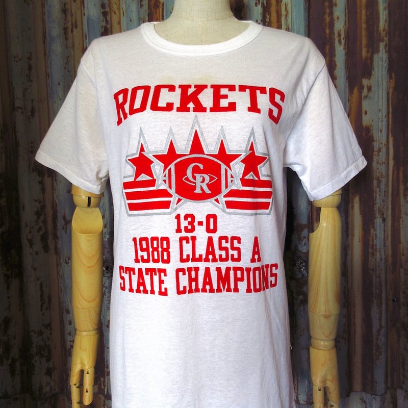ビンテージ80's○ChampionトリコタグROCKETSプリントTシャツ白