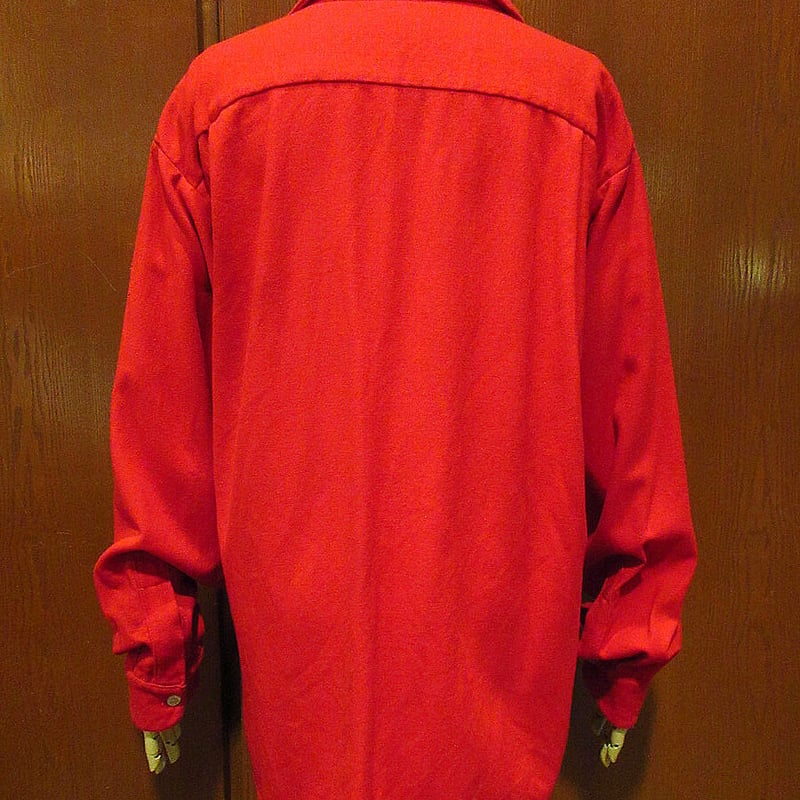 ビンテージ50's○Skylineウールループカラーシャツ赤size L○221203s2-m