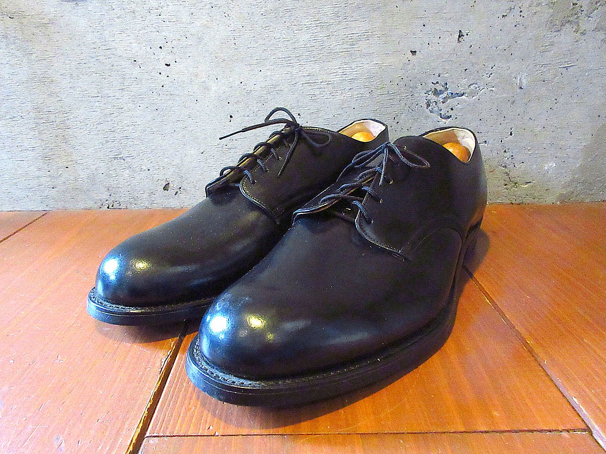ビンテージ70's○DEADSTOCK U.S.NAVYレザーソールサービスシューズ黒