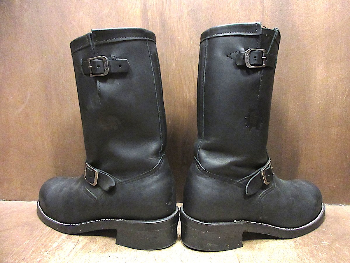 90s vintage CHIPPEWA エンジニアブーツ 黒 ビンテージ90's○DEADSTOCK CHIPPEWAスチールトゥエンジニアブーツ黒