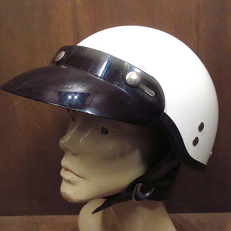 ビンテージ60's70's○PREMIERバイザー付きハーフヘルメット白