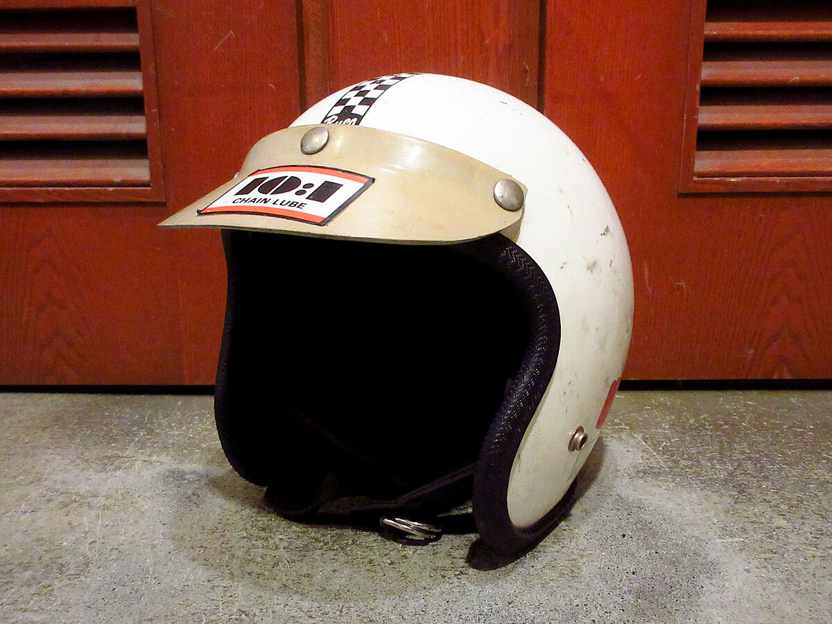 ビンテージ70's○Buco ENDURO ジェットヘルメット白 チェッカー