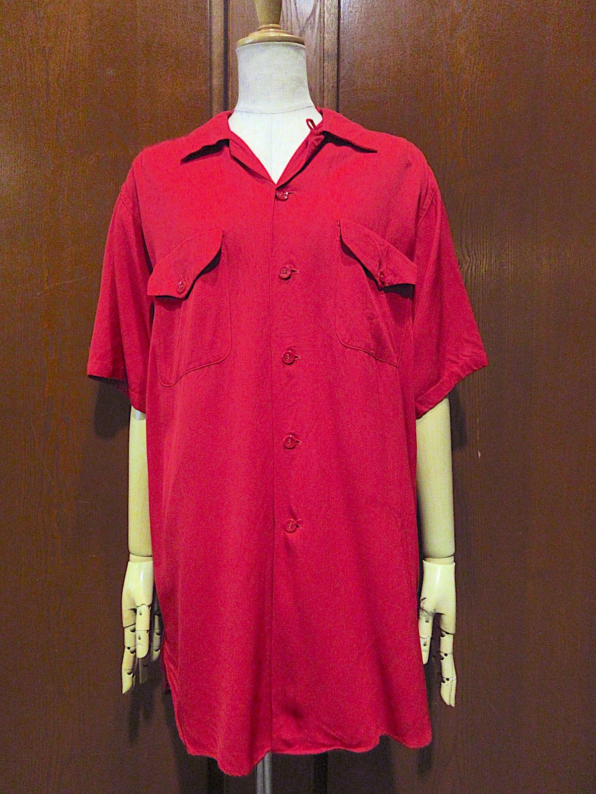 50s vintage ボウリングシャツ 刺繍 レーヨン USA古着 ビンテージ50's○Service Bowling Shirt刺繍入りレーヨンボウリング