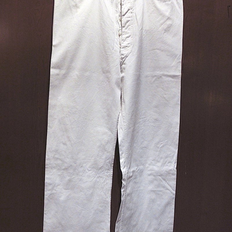 ビンテージ40's50's○U.S.NAVYボタンフライコットンセーラーパンツ白