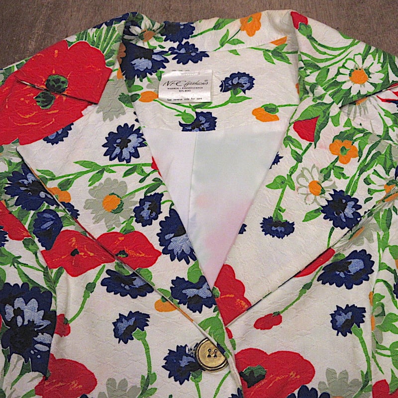 ビンテージ70's○レディース花柄3Bテーラードジャケット○250307z4-w