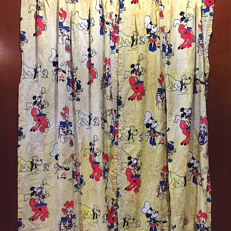 ディズニービンテージカーテン(1950年) レア ミッキーと仲間達