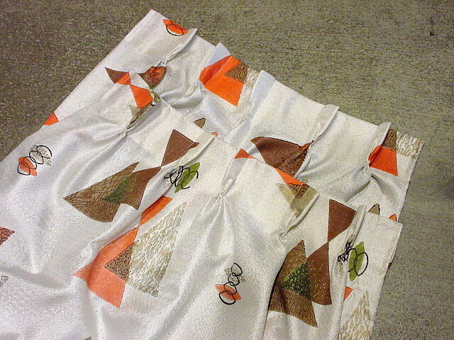 ビンテージ50's○ミッドセンチュリー総柄カーテン2点セット 160cm×61cm