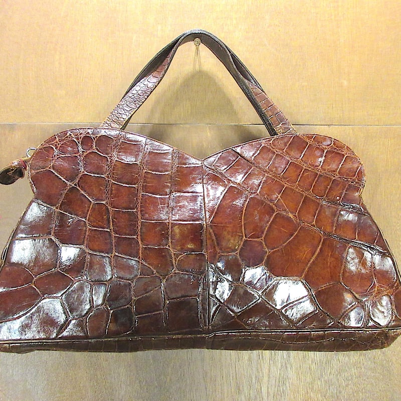 ビンテージ30's40's○クロコダイルレザーハンドバッグ○260307n6-bag