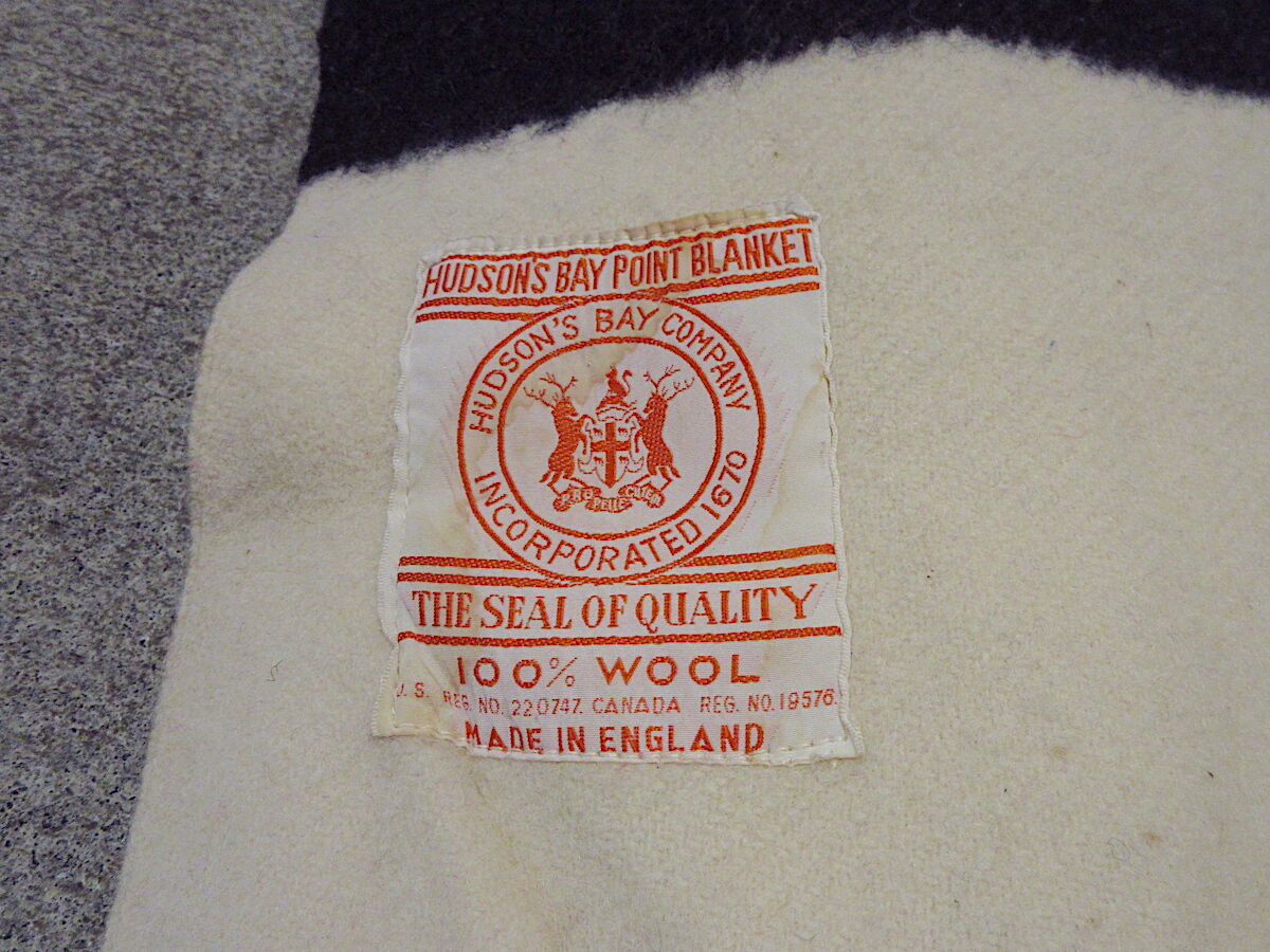 ビンテージ○HUDSON'S BAYマルチボーダーウールブランケット箱付き