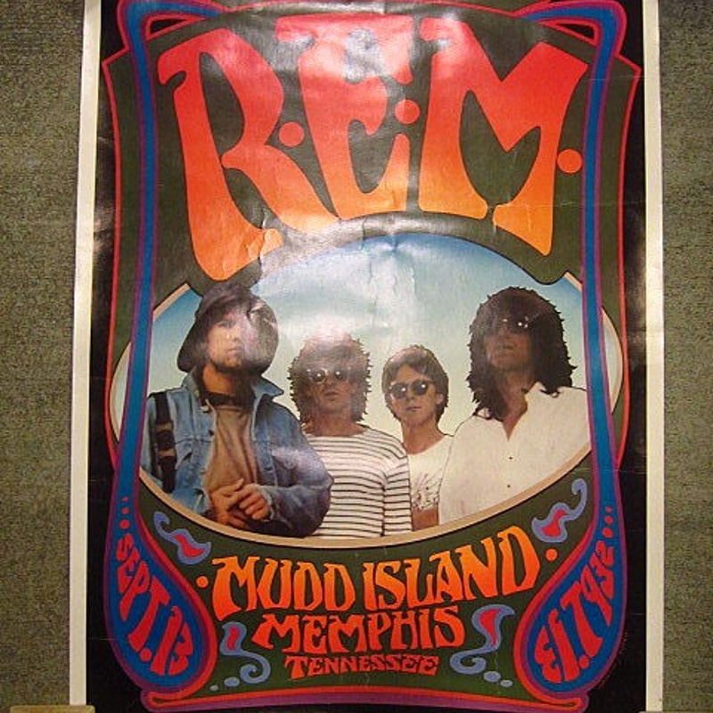 ビンテージ80's○R.E.M. Live at Mudd Islandポスター 約76cm×