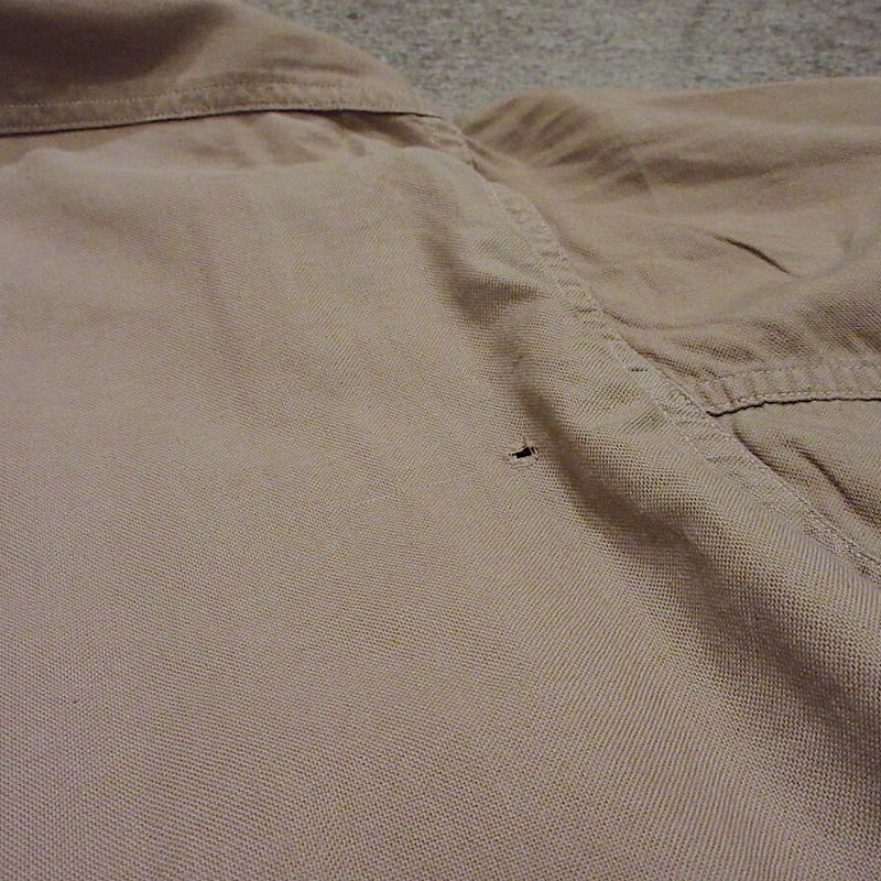 ビンテージ40's○HANOVERマチ付きワークシャツカーキ○211105r3-m-lssh-