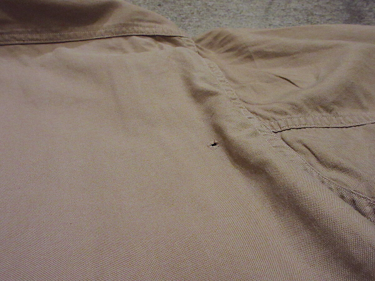 ビンテージ40's○HANOVERマチ付きワークシャツカーキ○211105r3-m-lssh-