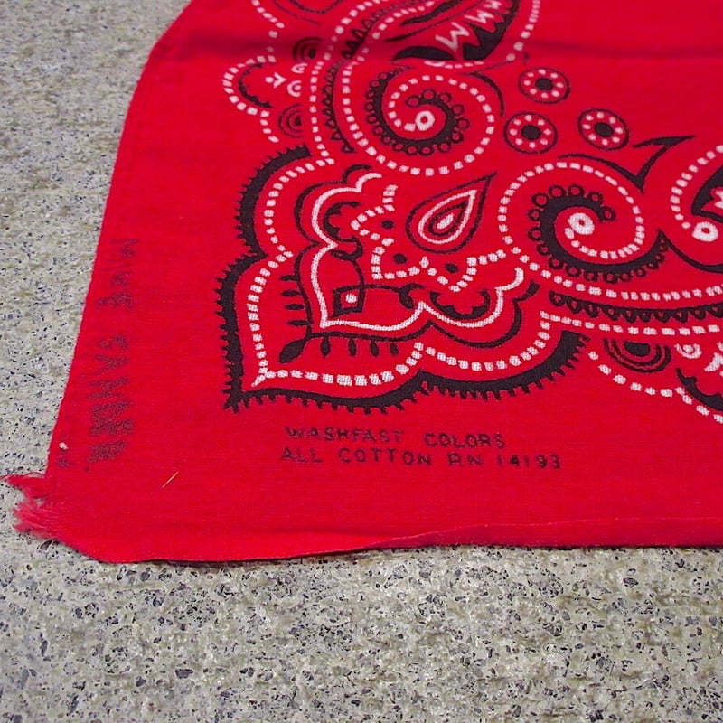 ビンテージ60's○WASHFAST COLORSコットンバンダナ赤○230103r7-bnd