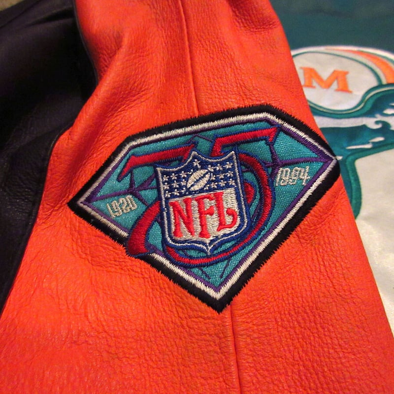 ビンテージ90's○DEADSTOCK PRO PLAYER Miami Dolphinsレザ
