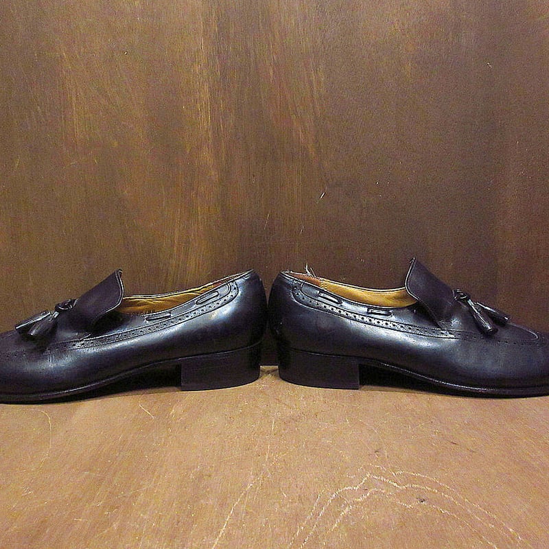 ビンテージ○Johnston & Murphyウイングチップタッセルローファー黒 
