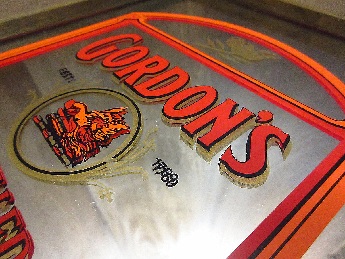 ビンテージ○GORDON'S DRY GINパブミラー○210418n4-sign ゴードンズ