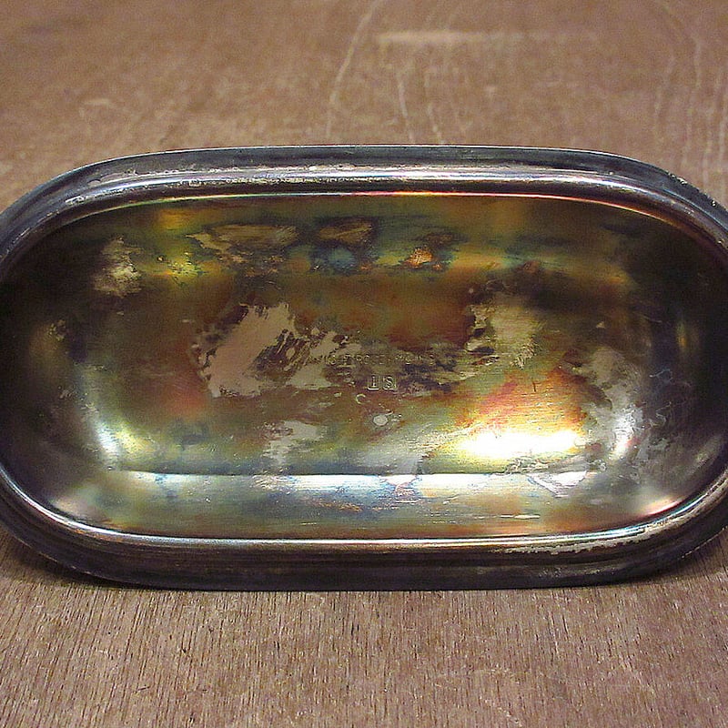 ビンテージ○ROGERS BROSシルバープレート×ガラスバターディッシュ